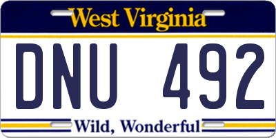 WV license plate DNU492
