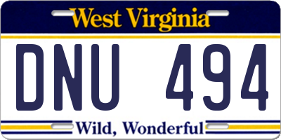 WV license plate DNU494