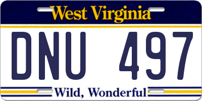 WV license plate DNU497