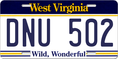 WV license plate DNU502
