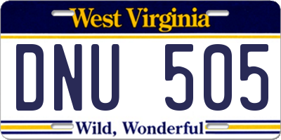WV license plate DNU505