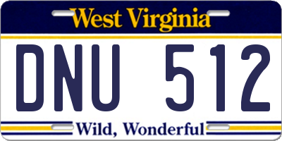 WV license plate DNU512
