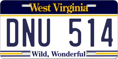 WV license plate DNU514