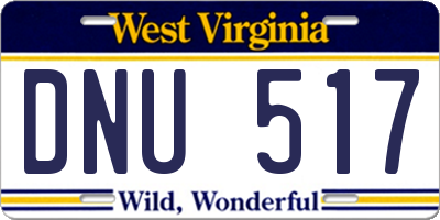 WV license plate DNU517