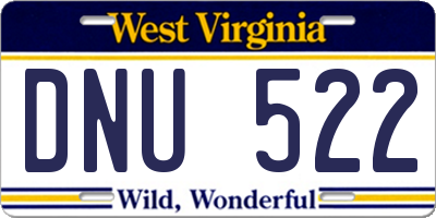 WV license plate DNU522