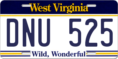 WV license plate DNU525