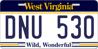 WV license plate DNU530