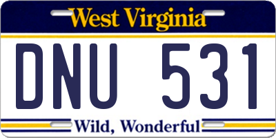 WV license plate DNU531