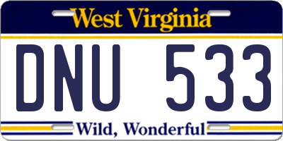 WV license plate DNU533