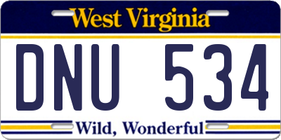 WV license plate DNU534