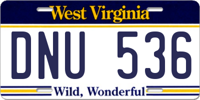 WV license plate DNU536