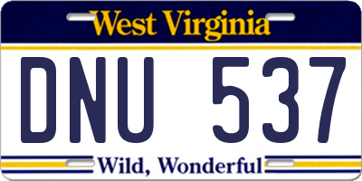 WV license plate DNU537