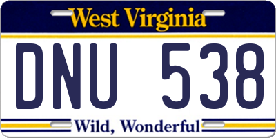 WV license plate DNU538
