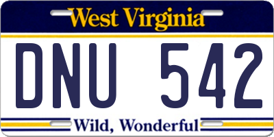 WV license plate DNU542