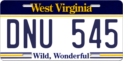 WV license plate DNU545