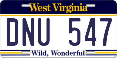 WV license plate DNU547