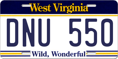 WV license plate DNU550