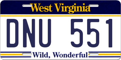 WV license plate DNU551