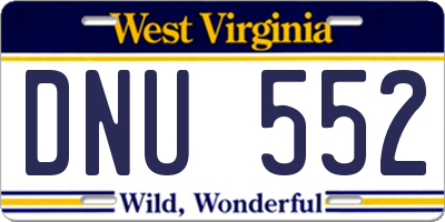 WV license plate DNU552
