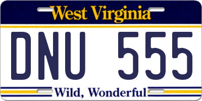 WV license plate DNU555