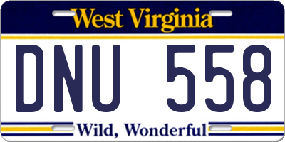 WV license plate DNU558