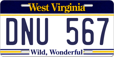 WV license plate DNU567
