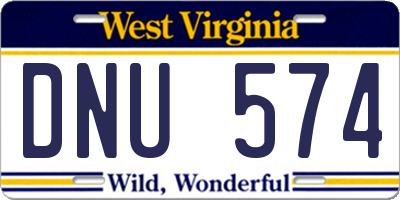 WV license plate DNU574