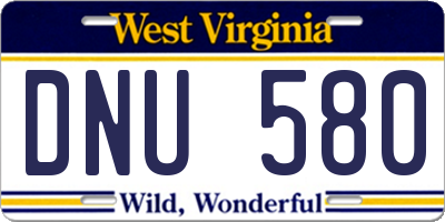 WV license plate DNU580