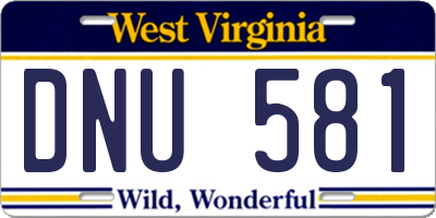 WV license plate DNU581