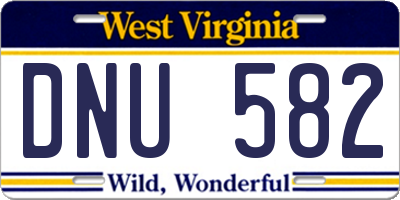 WV license plate DNU582
