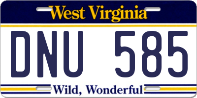 WV license plate DNU585