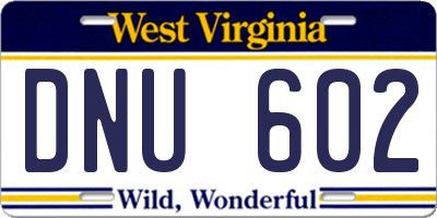 WV license plate DNU602