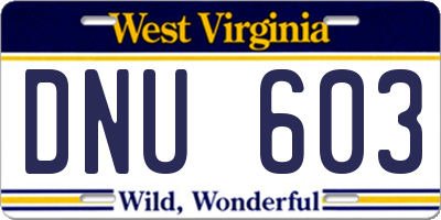WV license plate DNU603