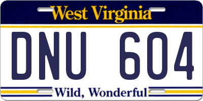WV license plate DNU604