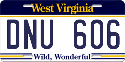 WV license plate DNU606