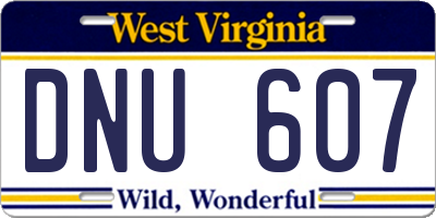 WV license plate DNU607