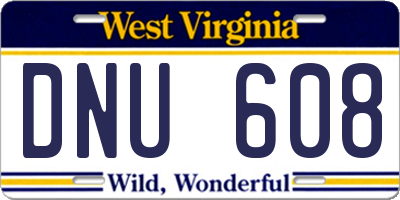 WV license plate DNU608