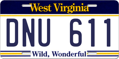 WV license plate DNU611