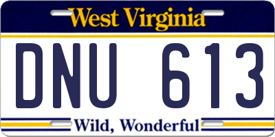 WV license plate DNU613