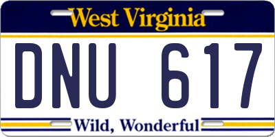 WV license plate DNU617