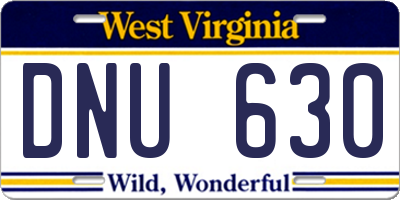 WV license plate DNU630