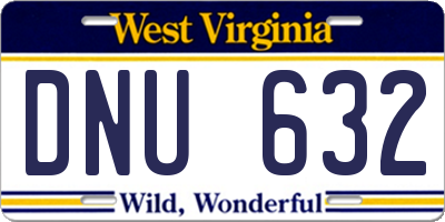 WV license plate DNU632