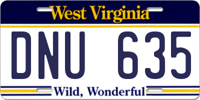 WV license plate DNU635