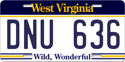 WV license plate DNU636