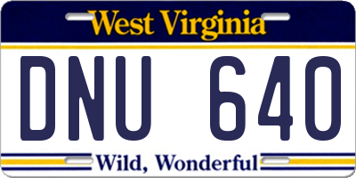 WV license plate DNU640