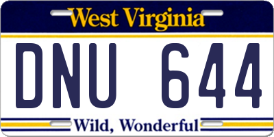 WV license plate DNU644