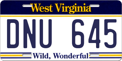 WV license plate DNU645