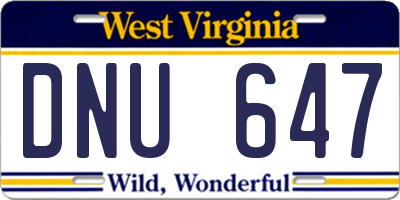 WV license plate DNU647
