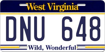 WV license plate DNU648