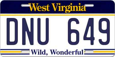 WV license plate DNU649